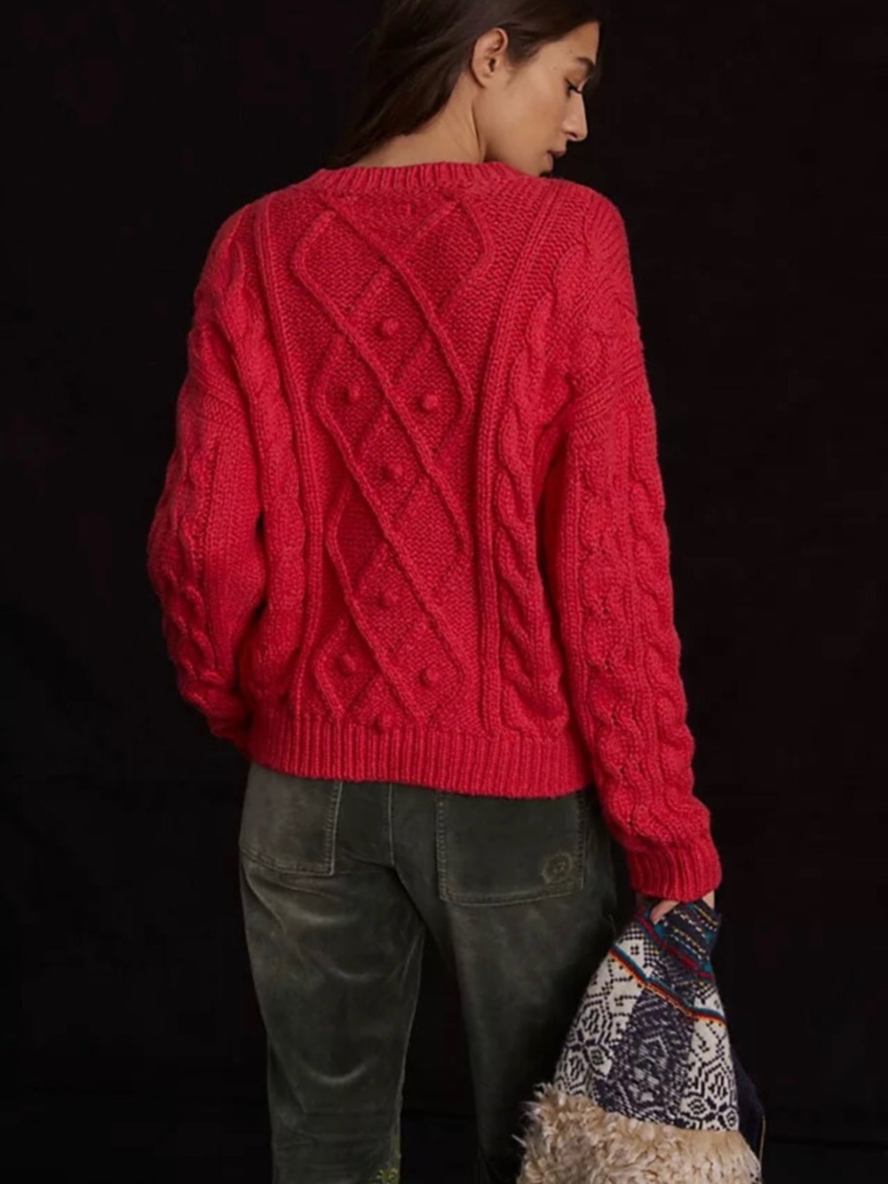 MOTHER • the jumper cable knit sweater - misfit - small red - Picture 5 of 12